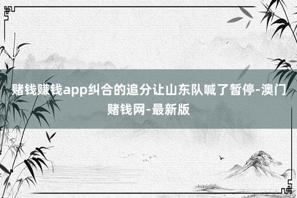 赌钱赚钱app纠合的追分让山东队喊了暂停-澳门赌钱网-最新版